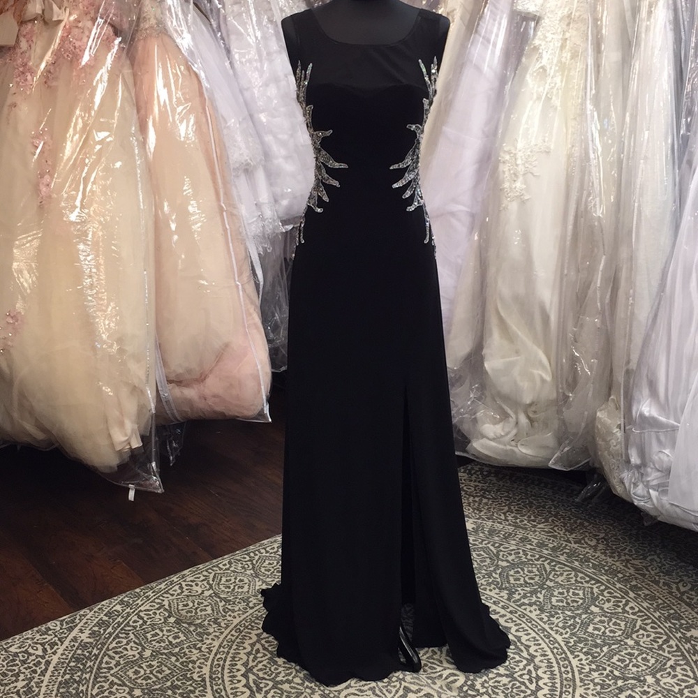 NWT SPARKLY STARBURST BLACK GOWN - Picture 2 of 7